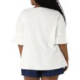 thumbnail image 3 of GRACE & GRANDEUR Women's Plus Size Blouse Ruffle Front Smocked Sleeves V Neck Solid Casual Tops 1X White, 3 of 8