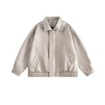 thumbnail image 1 of LOVZFMLL Jackets for Womens Solid Color Lapel Pocket Short Leather Jacket Long Sleeved Hooded Leather Jacket, 1 of 9