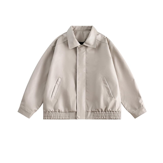 LOVZFMLL Jackets for Womens Solid Color Lapel Pocket Short Leather Jacket Long Sleeved Hooded Leather Jacket