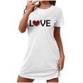 thumbnail image 1 of Chemises de Nuit pour Femmes Manches Courtes Chemises de Nuit pour Dormir Nuisette à Enfiler Douce Mignonne Imprimée Robe de Nuit Robes pour Femmes Tenue de Nuit Robe de Pyjama Blanc G, 1 of 5