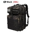 thumbnail image 1 of Sac à Dos Imperméable en Nylon 30 L/50 L, Sac Militaire d'Extérieur pour Randonnée, Pêche, Chasse, Camping et Randonnée, Noir (50 L), 1 of 6