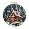 thumbnail image 1 of Yhmxh Christmas Embroidery Kit With Embroidery Hoop 2025 Easy Embroidery Kit For Beginners And Adults Winter Snowy Village Full Embroidery Hoop Kit With Needles Christmas Party Decor, 1 of 1
