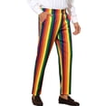 thumbnail image 5 of INSPIRE CHIC Pantalon pour Homme à Rayures Colorées Audacieuses Coupe Régulière devant Plat Pantalon Habillé 28 Bleu Rouge, 5 of 5