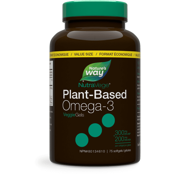 Nature's Way NutraVege Omega-3 Plant Liquidgels, Fresh Mint 75 Count
