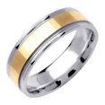 thumbnail image 1 of Men's 6MM Two Tonned White & Yellow Gold High Polished Wedding Band Ring, 1 of 2
