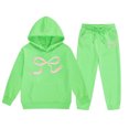 thumbnail image 4 of FhsagQ Outfits for Girls Children's Hoodie Set with Bow Print Little Girls Outfits Size 5/6 Spring Spring Green 2-3Years, 4 of 4