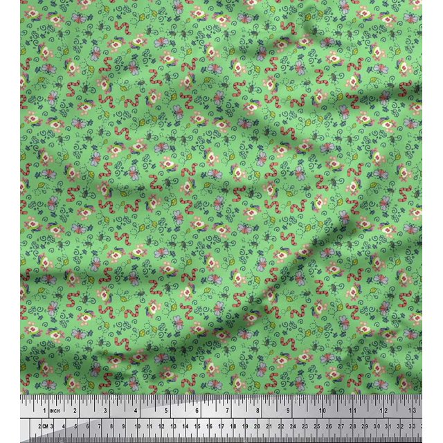 Soimoi Cotton Duck Fabric Earthworm,Fruit & Insect Decor Fabric Printed Yard 56 Inch Wide