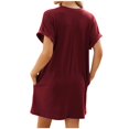 thumbnail image 4 of Timegard Robe T-Shirt Femme à Manches Courtes Col Ras du Cou Robe Basique de Couleur Unie Robe Décontractée Confortable avec Poches, 4 of 5