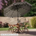 thumbnail image 1 of Costway 10 FT Solar Patio Umbrella with 24 LED Lights 8 Ribs & Tilt Adjustment Gray, 1 of 10