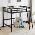thumbnail image 4 of Ktaxon Loft Bed Full Sikce with USB Charging Station/LED, Solid Wood Bunk Bed Frame with Flat Rungs, Black, 4 of 10