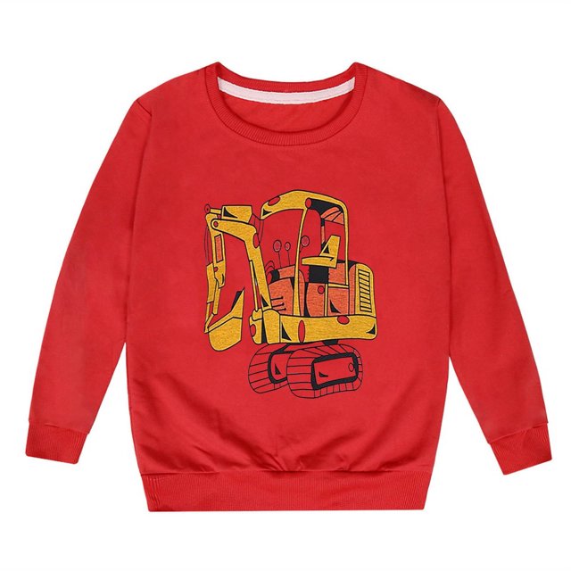 PMVFHDE Liquidation Automne Sweat-Shirt Col Rond Mode Enfants Personnalité Décontractée Imprimé Col Rond Sans Capuche Manches Longues Sweat-Shirt Rouge,110
