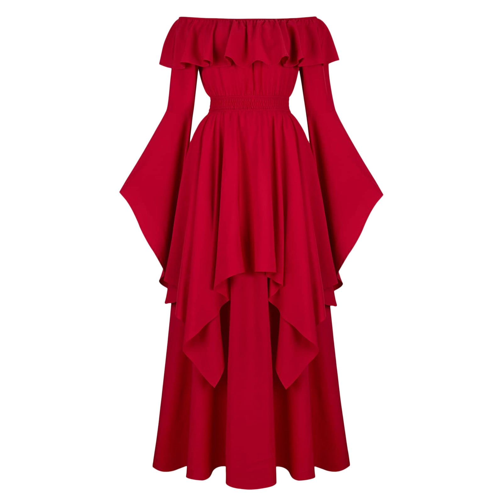 Babysbule Robes pour Femmes Automne Élégantes Femmes Décontractées Rétro à Épaules Dénudées Manches Longues Taille Haute Robes