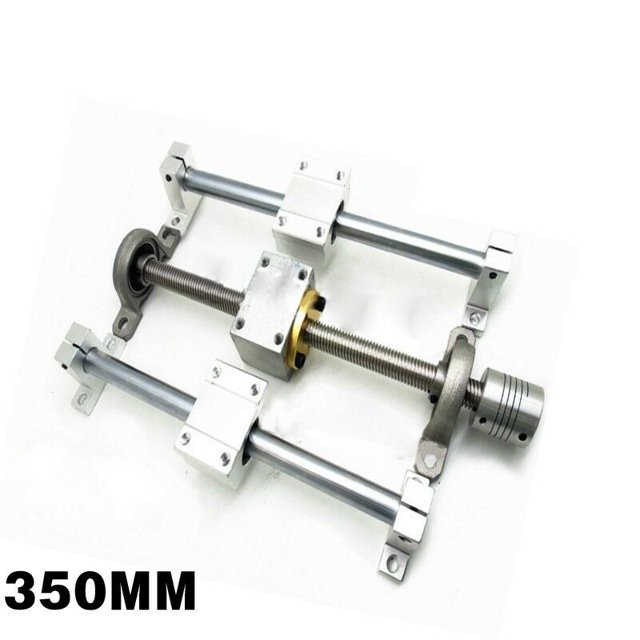 Horizontal 150/250/350mm T8 Dual Lead Screw Rod Linear Rail Support Guide Set