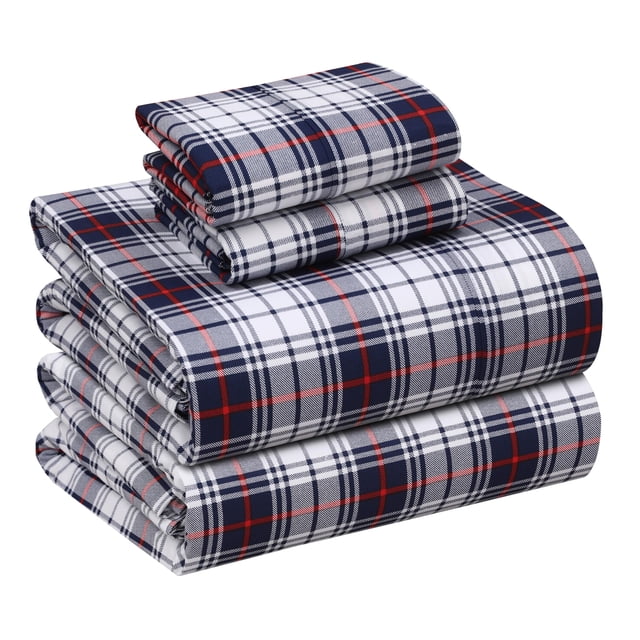 RUVANTI 100% Cotton Percale King Sheets, King Size Sheets Set, Prussian