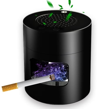 Aluminum Alloy Smokeless Ashtray purifier, 3 in 1 USB Rechargeable Smoke Grabber Ashtrays with Filter for Home and Office,Black