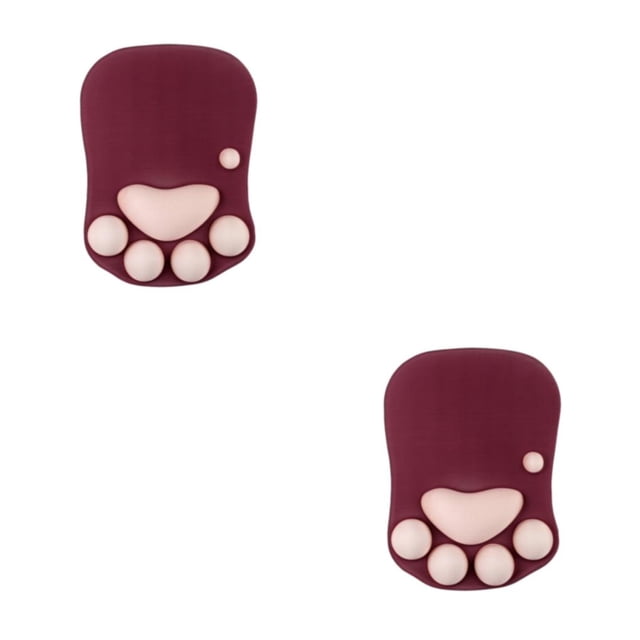 relayinert Stylish Cat Paw Gaming Mouse Mat Wrist Protection Non-slide Base Safe Cute DS-013 wine red 2Set