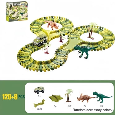 Dinosaur Toys Race Car Track, Create A Dinosaur World Road Race, Flexible Dinosaur