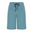 thumbnail image 4 of DPTALR Women's Summer Elastic Waist Drawstring Side Pocket Solid Color Short Pants 5/4, 4 of 6