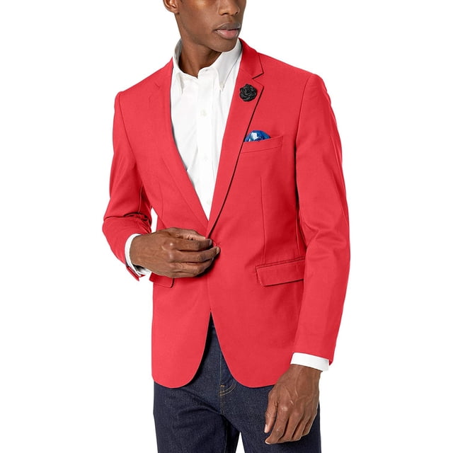 Azaro Uomo Blazer pour Homme Ajusté Habillé Décontracté Extensible Veston Sport Élégant, Satin Rouge, XXX-Grand