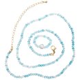 thumbnail image 1 of 1 Set Crystal Beaded Necklace Rings Trendy Clavicle Chain Finger Ring Jewelry for Women, 1 of 9