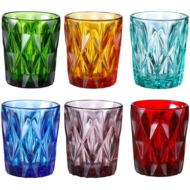 Gala Houseware Verres à Boire Colorés Vintage, Gobelets en Verre de 9 oz, Ensemble de 6