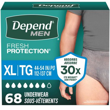 Depend Protection Fraîche sous-Vêtements d'Incontinence pour Hommes Adultes (Anciennement Depend Fit-Flex), Jetables, Maximum, Gris