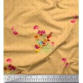 thumbnail image 1 of Soimoi Polyester Crepe Fabric Dot,Leaves & Periwinkle Floral Print Fabric by The Yard 52 Inch Wide, 1 of 3