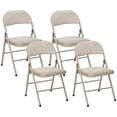 thumbnail image 1 of HOMCOM Metal Folding Chairs with Linen Cushion Foldable Chairs Beige, 1 of 10