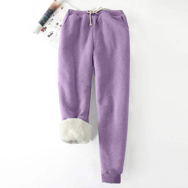 Pantalon de Jogging en Molleton Chaud Doublé Sherpa pour Femmes, Pantalon de Jogging en Molleton Chaud d'Hiver pour Femmes, Joggers Doublés Sherpa en Molleton