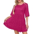 thumbnail image 2 of Robe d'Été pour Femmes DYTTDG Robe à Paillettes pour Femmes Col Rond Manches Courtes Ample Robe Courte de Fête Excellents Cadeaux à Petit Prix Rose Vif,P, 2 of 8