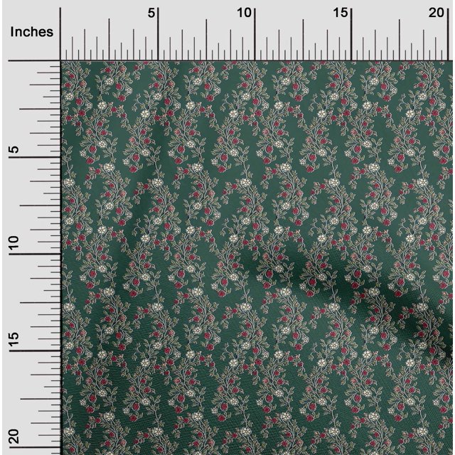 oneOone Cotton Flex Fabric Leaves & Floral Block Print Fabric BTY 40 Inch Wide