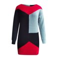 thumbnail image 4 of CEHVOM Automne et Hiver Femmes Décontracté Patchwork Manches Longues Col Rond Robe Chandail, 4 of 5