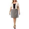 thumbnail image 2 of Agnes Orinda Plus Size Bolero Shrugs for Women Open Front Short Sleeve Crochet Lace Cropped Cardigans 2X Beige, 2 of 7