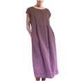 thumbnail image 2 of TopLLC Robe Sans Manches à Col Rond Robe Maxi Sans Manches pour Femmes avec Poches en Lin Ample et Bouffante Caftan Longue Robe Femme Robe en Liquidation, 2 of 5