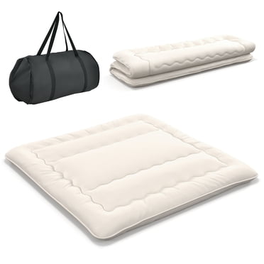 Costway King Futon Mattress Japanese Floor Sleeping Pad Washable Cover Carry Bag Beige