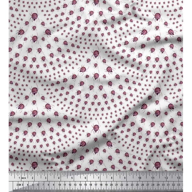 Soimoi Moss Georgette Fabric Spider Insects Printed Craft Fabric by The Yard 42 Inch Wide
