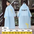 thumbnail image 3 of PMVFHDE Rain Poncho Children's Raincoat Hidden Backpack Riding Rain Suit Long Large Children's School Poncho Light Blue,12-14 Years, 3 of 3