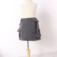 thumbnail image 4 of Girls Solid Color Cargo Skirt Low Waist Short Denim Jean Skirt, 4 of 5