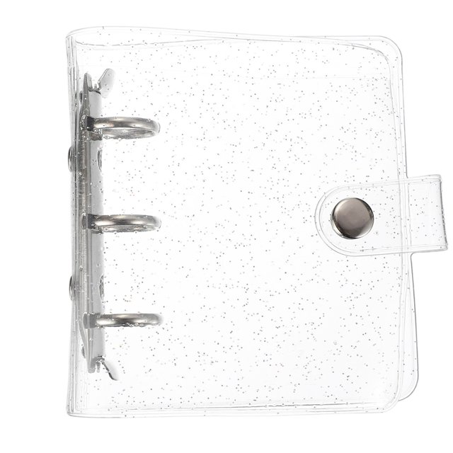 Uxcell Mini Binder Cover, 4.3 Inch Clear Binder Protector 3 Ring Refillable Notebook Binder with Snap Button for Photo Scrapbook Journal Ledger, Silver
