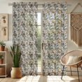 thumbnail image 2 of Vargottam Leaves Vine Print Sheer Curtains for Short Windows - Set of 2 Panels, 63", Grommet Top, Printed Georgette, Light Filtering Drapes for Kitchen or Bedroom, 2 of 9