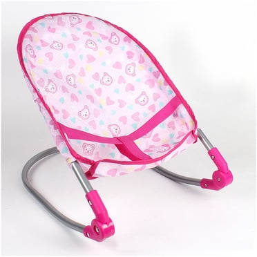 Chaise Haute Réglable pour Poupée avec Plateau, Meuble Pliable de Jeu d'Imitation pour Poupées de 18 Pouces, Cadre en Fer Durable pour des Rôles Réalistes