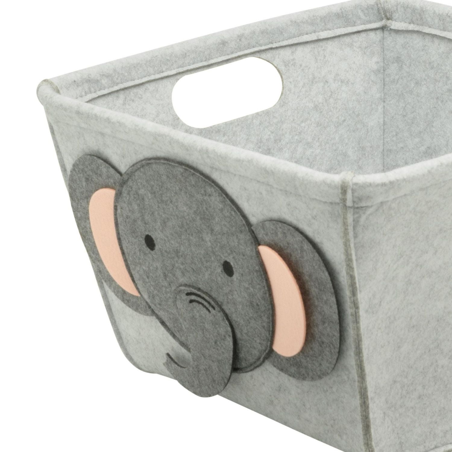 Felt Construction Storage Basket with Elephant Face Patch