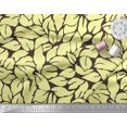 thumbnail image 2 of Soimoi Brown Modal Satin Fabric Basil Leaves Print Fabric by the Yard 42 Inch Wide, 2 of 3