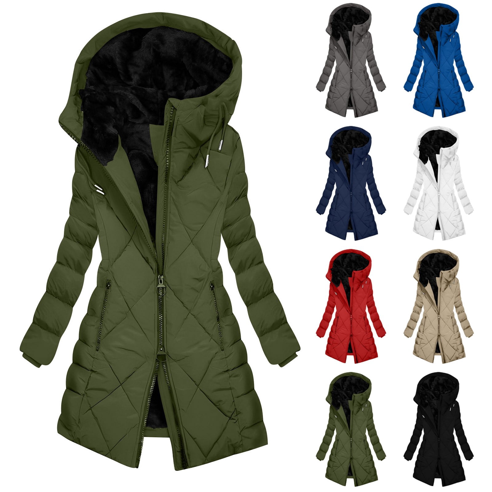 YOIAVAIOY Long Puffer Coat Women Hooded Winter Quilted Jackets Thicken Warm Down Jacket Windproof Waterproof Parka Outerwear Black M