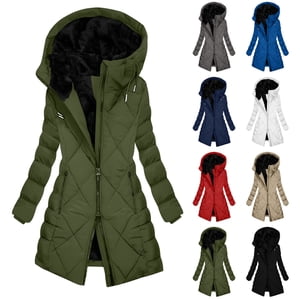 YOIAVAIOY Manteau à longue pression Femmes Vestes à capuche d'hiver Veste de duvet chaude Thicken Windproof Waterproof Parka Outerwear Noir M