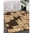 thumbnail image 3 of Ahgly Company Tapis d'Intérieur Ronds de Style Transitionnel Lavables à la Machine, Rouge Brun, 6 Pieds Rond, 3 of 7