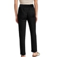 thumbnail image 3 of Womens High Waist Casual Linen Pants Drawstring Straight Leg Lounge Pants Trousers with Pockets, 3 of 6