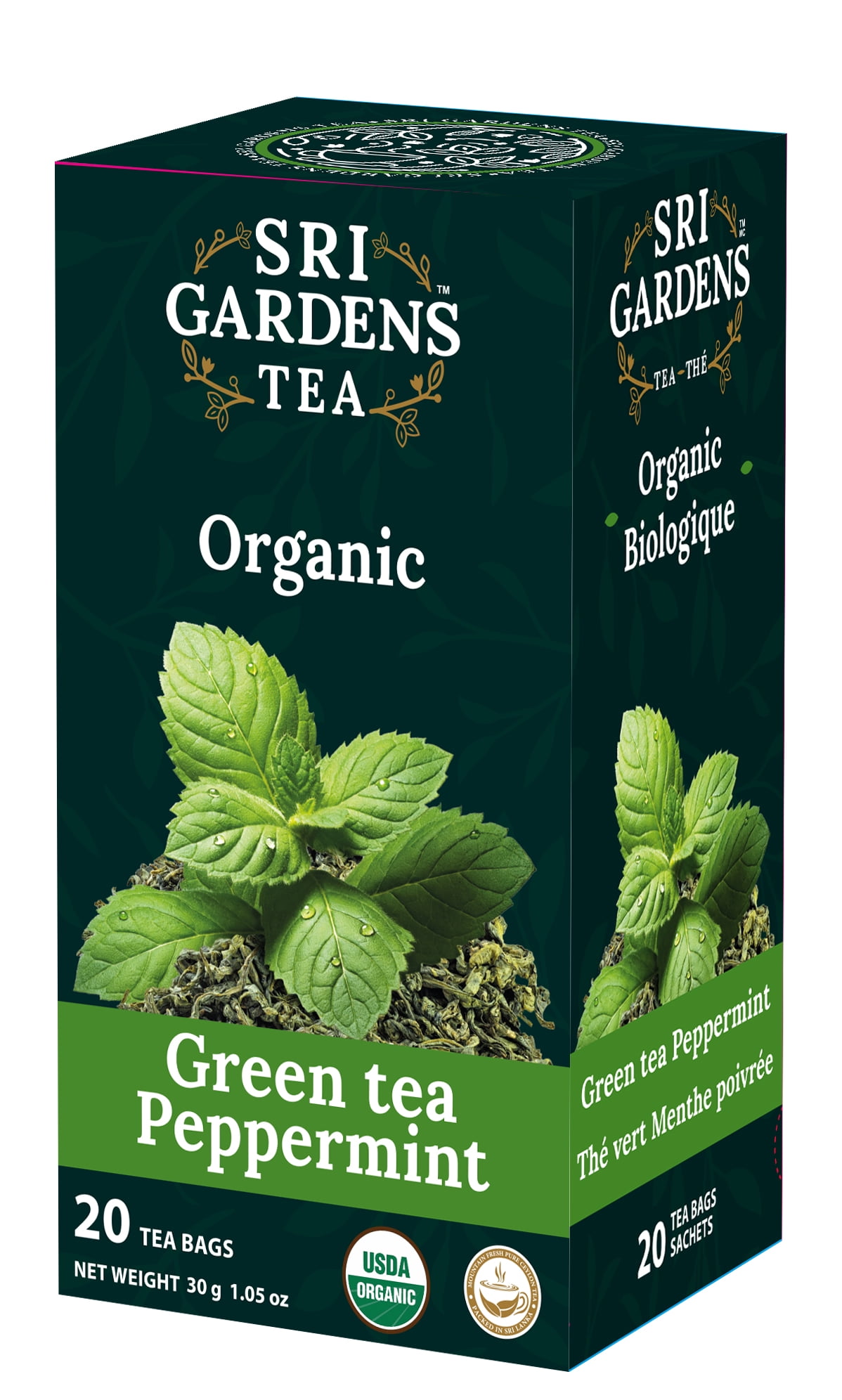 Sri Gardens Tea Green Tea Peppermint, 20 Tea Bags