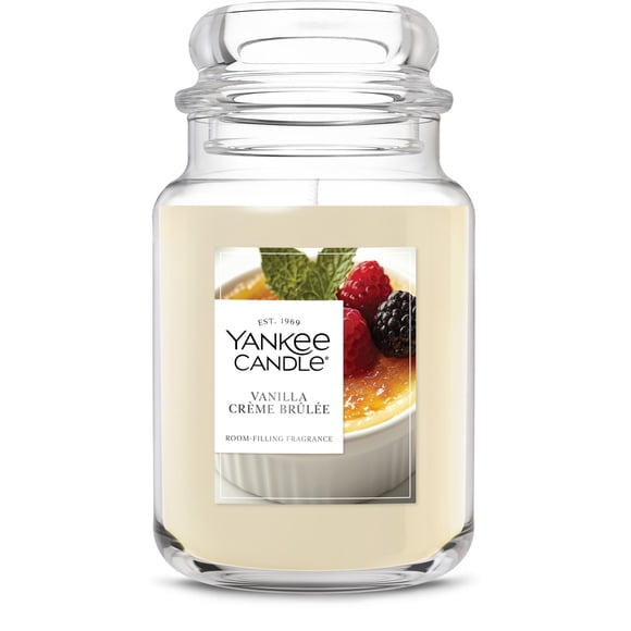 Yankee Candle Vanilla Crème Brûlée, Scented Candle, 22oz Large Jar with up to 150 Hour Burn Time, Giftable