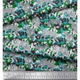 thumbnail image 2 of Soimoi Green Cotton Poplin Fabric Tiger,Leopard & Wild Animal Decor Fabric Printed BTY 56 Inch Wide, 2 of 3
